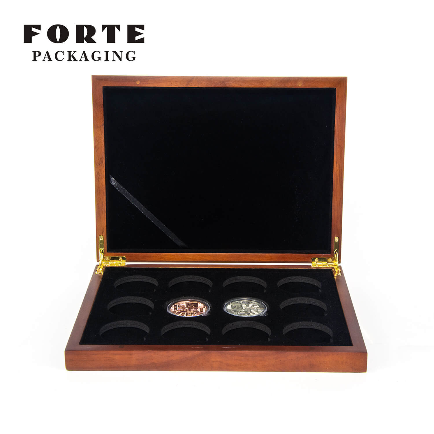 wood silver coin box luxury commemorative coin Storage Box custom logo gold coin commemorative collecting wooden boxes